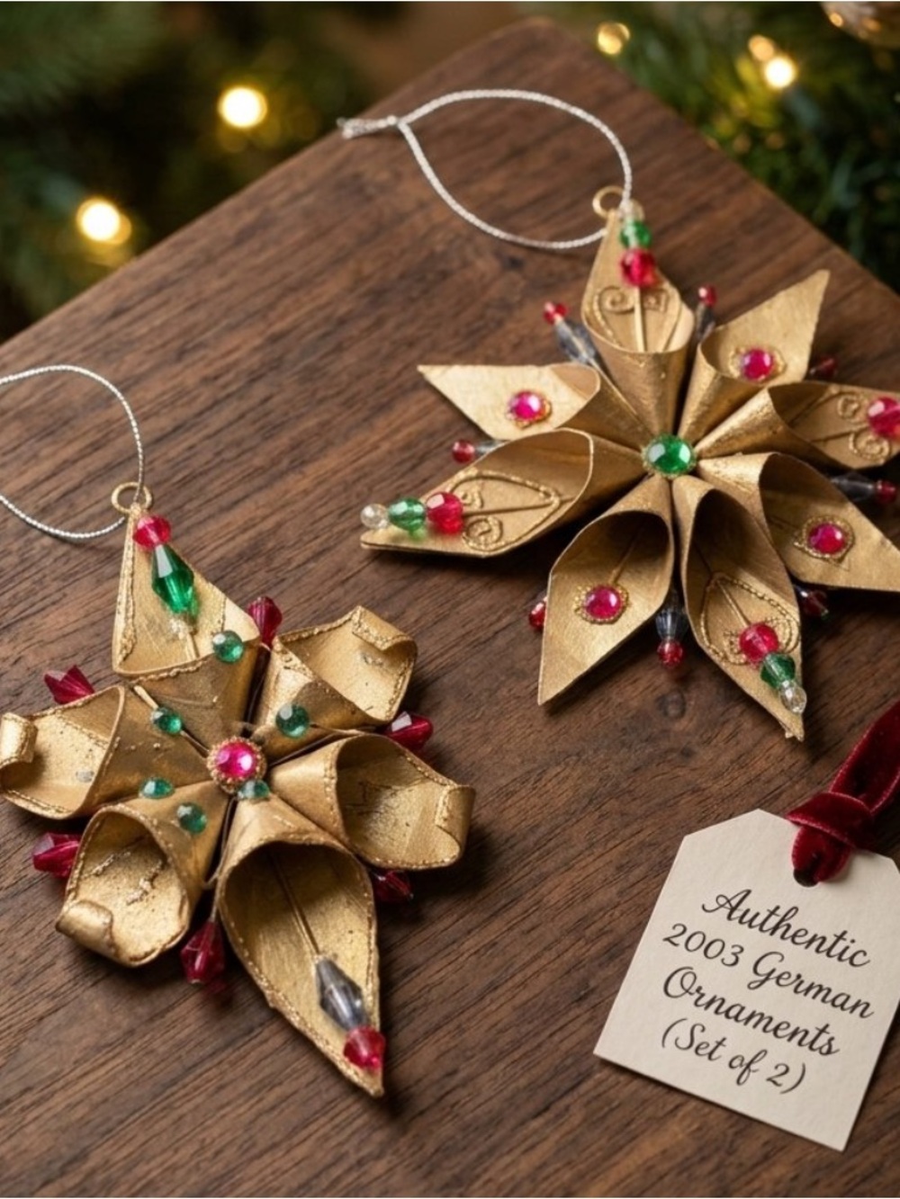 Vintage German Handcrafted Tin Metal Star Christmas Ornaments Germany 2003